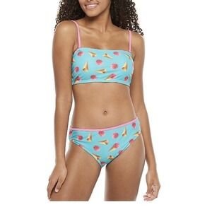 Undercurrent Juniors Print 2 Piece Convertible Bandeau Bikini Set XL New Sweet
